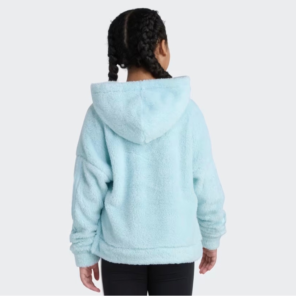 adidas Girls' Plush Light Blue Hooded Pullover nwt M(10-12) - Picture 4 of 10